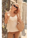 Boho blouse with tassels on straps ekri 4509 - Online store - Boutique